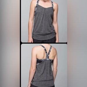 lululemon restless tank grey/black floral